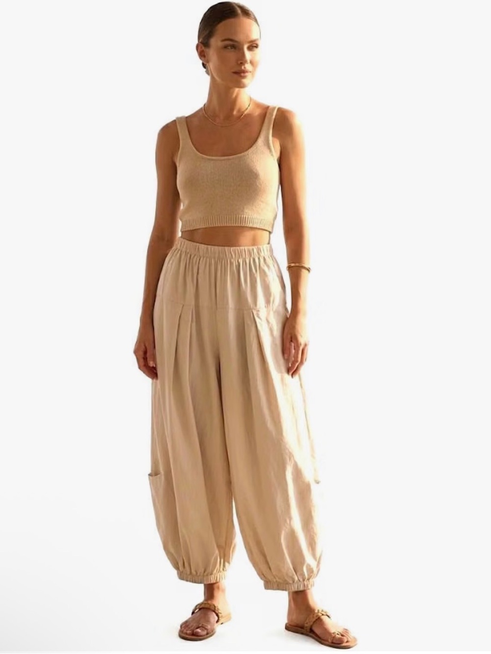 Cotton Boho Harem Jogger Pants – Lightweight Relaxed Fit